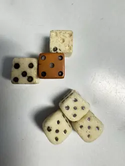 Set Of 6 Miniature Tiny Hand Carved Dice Misc Tiny Board Games Gambling Mahjong - Image 5