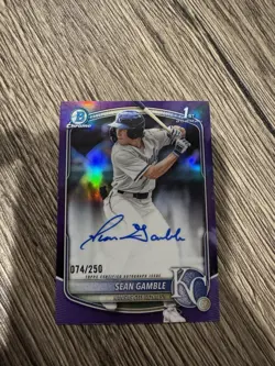 2025 Bowman Draft Chrome Sean Gamble 1st Bowman Auto Purple Refractor 74/250 - Image 1