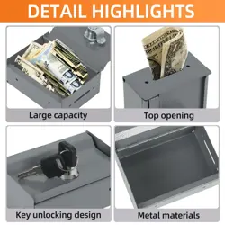 Metal Gambling Box with 2 Keys Portable Cash Box for Gambler Lock Metal Pocke... - Image 2
