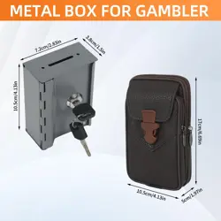 Metal Gambling Box with 2 Keys Portable Cash Box for Gambler Lock Metal Pocke... - Image 3