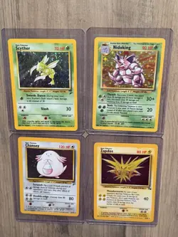 Pokemon TCG 4 Card Holo Lot - Scyther w/ Swirl + Nidoking + Chansey + Zapdos - Image 1