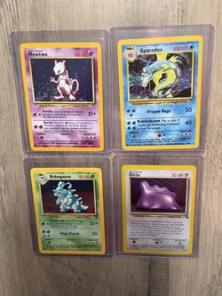 Pokemon TCG Vintage 4 Card Holo Lot - Mewtwo + Gyarados + Nidoqueen + Ditto WOTC - Image 1