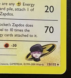 Rocket's Zapdos 15/132 Gym Challenge Holo Rare Pokemon Card - MP Condition - Image 5