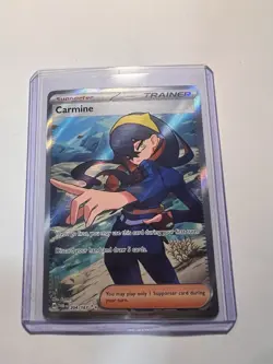 Pokemon TCG Carmine Full Art Trainer Twilight Masquerade Ultra Rare Holo Card - Image 1