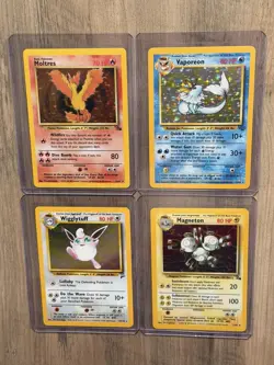 Pokemon TCG 4 Card Holo Lot - Moltres + Vaporeon + Wigglytuff + Magneton WOTC - Image 1
