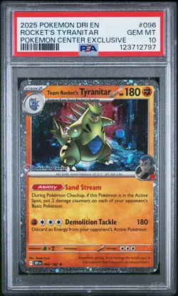 2025 POKEMON DRI EN-DESTINED RIVALS #096 TEAM ROCKET'S TYRANITAR PSA 10 - Image 1