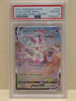 2021 Pokemon SWSH - Sylveon VMAX Secret Rare Full Art - Evolving Skies - PSA 10 - Image 1