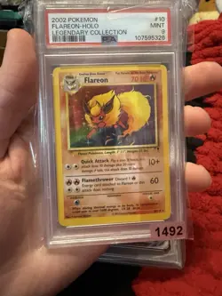 2002 Pokemon Flareon HOLO Legendary Collection #10 MINT Graded PSA 9 - Image 1