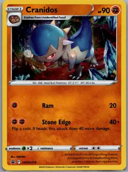 Cranidos SWSH274 Holo Sword & Shield Promo - Pokemon Card - NM - Image 1