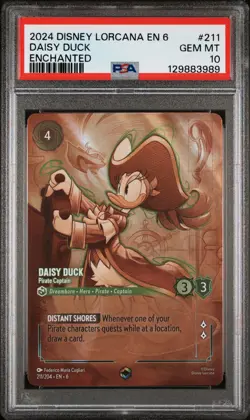 2024 DISNEY LORCANA AZURITE SEA ENCHANTED #211 DAISY DUCK PIRATE CAPTAIN PSA 10 - Image 1