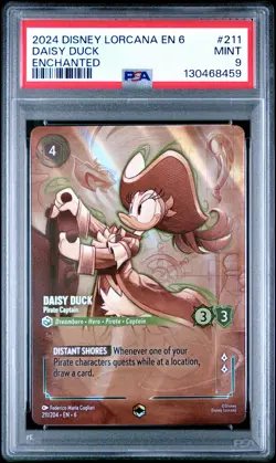 2024 DISNEY LORCANA EN 6-AZURITE SEA ENCHANTED DAISY DUCK - PIRATE CAPTAIN PSA 9 - Image 1