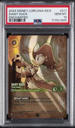 2024 DISNEY LORCANA AZURITE SEA ENCHANTED #211 DAISY DUCK PIRATE CAPTAIN PSA 10 - Image 1