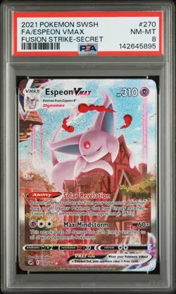 2021 POKEMON SWORD & SHIELD FUSION STRIKE SECRET #270 FULL ART/ESPEON VMAX PSA 8 - Image 1