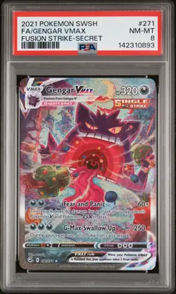 2021 POKEMON SWORD & SHIELD FUSION STRIKE SECRET #271 FULL ART/GENGAR VMAX PSA 8 - Image 1