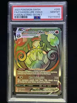 2021 POKEMON SWORD & SHIELD FUSION STRIKE FA/CHANDELURE VMAX#265 SECRET PSA 10 - Image 1