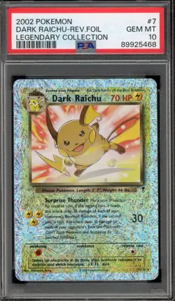 Pokemon Dark Raichu Legendary Coll. Reverse Holo Rare #7 PSA 10 Gem Mint - Image 1