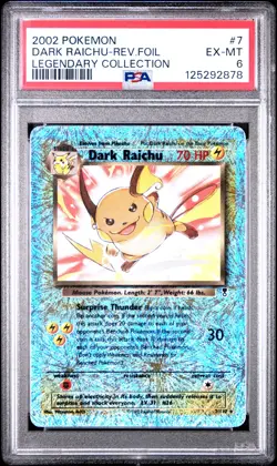 2002 POKEMON LEGENDARY COLLECTION #7 DARK RAICHU-REVERSE FOIL PSA 6 - Image 1