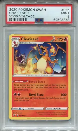 Pokemon Sword & Shield Vivid Voltage #025 Charizard PSA 9 - Image 1