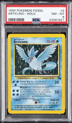 1999 POKEMON FOSSIL #2 ARTICUNO-HOLO PSA 8 - Image 1