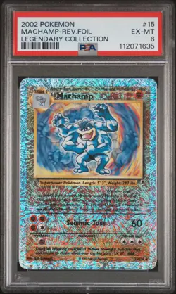 2002 POKEMON LEGENDARY COLLECTION #15 MACHAMP-REVERSE FOIL PSA 6 - Image 1