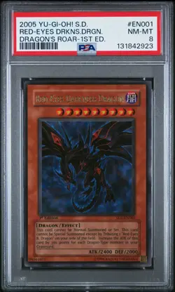 2005 YU-GI-OH! STRUCTURE DECK DRAGON'S ROAR RED-EYES DARKNESS DRAGON PSA 8 - Image 1