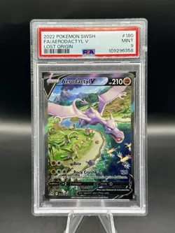 PSA 9 Aerodactyl V Alternate Full Art 180/196 Pokemon Lost Origin 2022 ENGLISH - Image 1