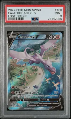 Aerodactyl V 180/196 Pokemon Card PSA 9 SWSH 2022 Lost Origins Full Art TCG CCG - Image 1