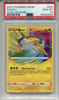 Pokemon Sword & Shield Vivid Voltage Amazing Rare #050 Raikou PSA 10 - Image 1