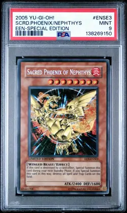 Yu-Gi-Oh! Sacred Phoenix of Nephthys EEN-ENSE3 Limited ED 2005 PSA 9 Mint - Image 1