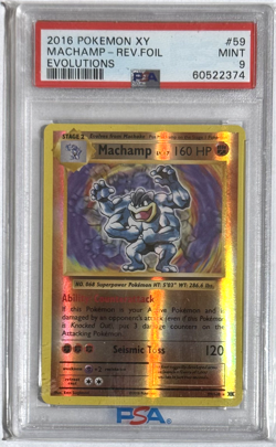 2016 Pokemon XY Evolutions Machamp 59/108 Reverse Holo Foil PSA 9 MINT - Image 1