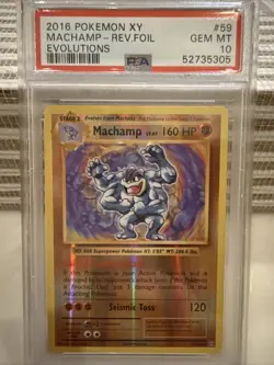 2016 Pokemon XY Evolutions Reverse Foil Holo Machamp #59 Rare Low Pop. PSA 10 - Image 1