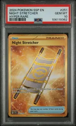 2024 POKEMON SSP EN-SURGING SPARKS HYPER RARE #251 NIGHT STRETCHER PSA 10 - Image 1