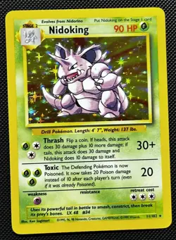 Pokemon TCG Nidoking 11/102 Base Set Holo Rare Card - Vintage 1999 - Image 1