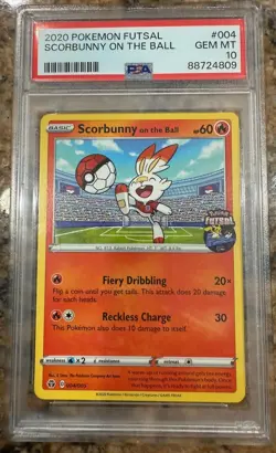 2020 POKEMON FUTSAL #004 SCORBUNNY ON THE BALL GEM MINT PSA 10 - Image 1
