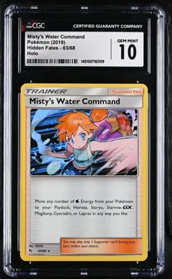 Misty's Water Command 2019 Pokemon Hidden Fates Holo Rare 63/68 CGC Gem Mint 10 - Image 1