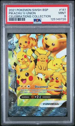 2021 POKEMON SWSH BLACK STAR PROMO CELEBRATIONS COLL #141 PIKACHU V-UNION PSA 9 - Image 1