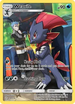 Weavile - 238/236 - Pokemon Cosmic Eclipse Sun & Moon Secret Rare Card NM - Image 1