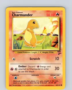 Pokemon TCG Charmander 69/130 Base Set 2 Unlimited Common Card WOTC Played MP - Image 1