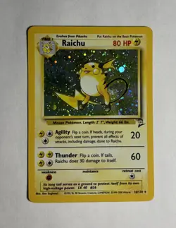 2001 Base Set 2 Raichu Holo #16/130 Rare WOTC Pokemon Card TCG 100% Orignal NM! - Image 1
