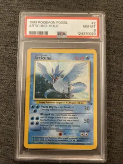 1999 WOTC Articuno Holo Pokemon Card 2/62 Fossil Set PSA 8 Near Mint - Image 1
