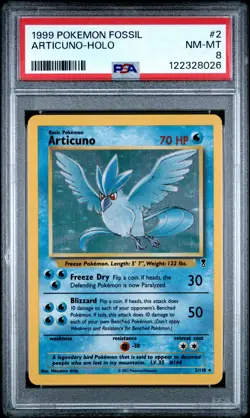 1999 POKEMON FOSSIL #2 ARTICUNO-HOLO PSA 8 - Image 1