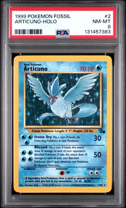 1999 POKEMON FOSSIL #2 ARTICUNO-HOLO PSA 8 - Image 1