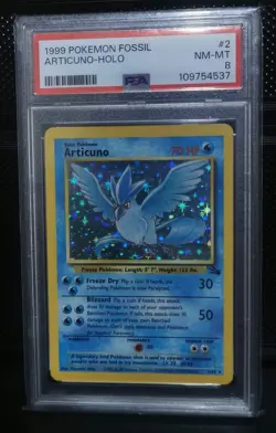 1999 WOTC Articuno Holo Pokemon Card 2/62 Fossil Set PSA 8 Near Mint - Image 1