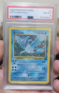 1999 WOTC Articuno Holo Pokemon Card 2/62 Fossil Set PSA 8 Near Mint - Image 3
