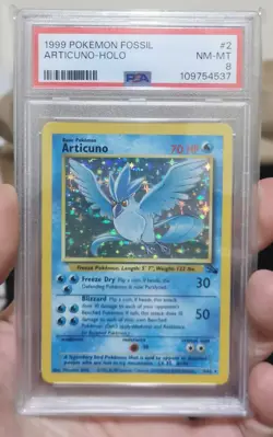 1999 WOTC Articuno Holo Pokemon Card 2/62 Fossil Set PSA 8 Near Mint - Image 4