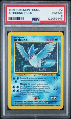 1999 POKEMON FOSSIL #2 ARTICUNO-HOLO PSA 8 - Image 1