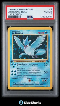 1999 POKEMON FOSSIL 1ST EDITION #2/62 ARTICUNO HOLO RARE PSA 8 - Image 1