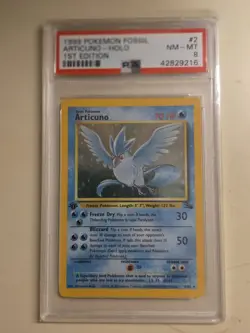 1999 Pokemon Fossil Articuno 1st Edition Holo Rare 2/62 PSA 8 NM MINT - Image 1