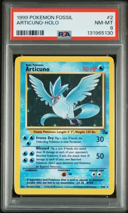 1999 POKEMON FOSSIL #2 ARTICUNO-HOLO PSA 8 - Image 1