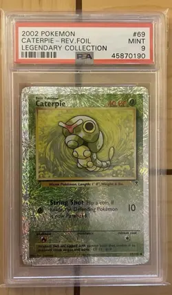 2002 POKEMON TCG LEGENDARY COLLECTION CATERPIE #69/110 REVERSE HOLO PSA 9 - Image 1